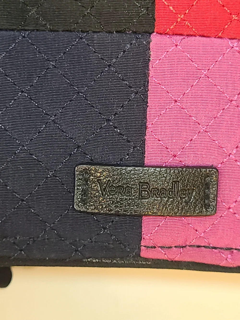 Vera Bradley Quilted Patchwork Crossbody in Black, Blue & Pink - Picture 4 of 14